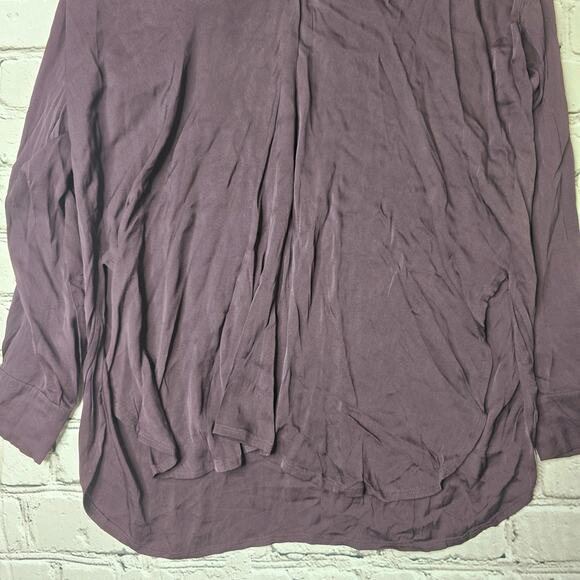Vince Plum Purple Silk Long Sleeve V-Neck Lightweight Blouse Size Medium - Picture 3 of 12